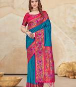 Blue Muniya Paithani Silk Zari Woven Saree