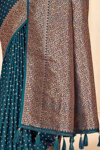 Deep Blue Faux Banarasi Katan Silk Zari Woven Saree