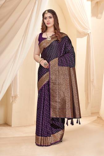 Magenta Faux Banarasi Katan Silk Zari Woven Saree