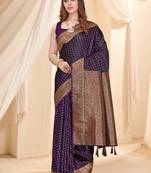 Magenta Faux Banarasi Katan Silk Zari Woven Saree