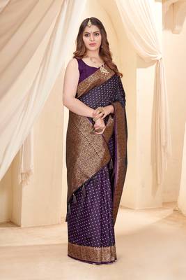 Magenta Faux Banarasi Katan Silk Zari Woven Saree 2