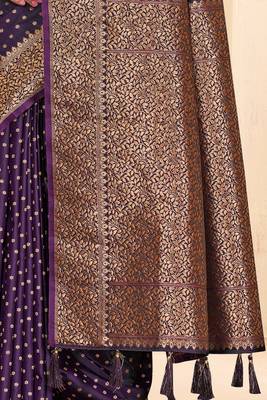 Magenta Faux Banarasi Katan Silk Zari Woven Saree 5