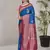 Rama Blue Soft Silk Contrast Gold Zari Woven Saree