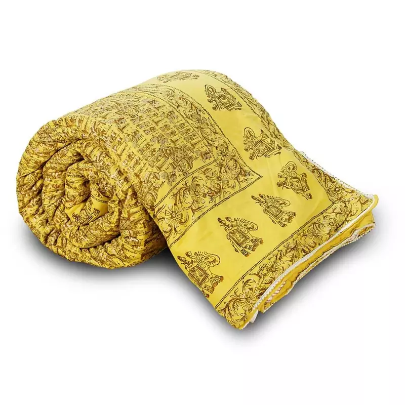 Ethnic Rajasthani Hand Block Cotton Single Quilt Diwali Special Gift 125