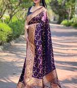 Magenta Faux Banarasi Jaal Katan Silk Zari Woven Saree