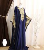 Navy-Blue Handcrafted Zari work Stitched Dress Georgette Kaftan Party Wear Wedding Dresses