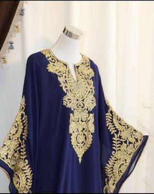 Navy-Blue Handcrafted Zari work Stitched Dress Georgette Kaftan Party Wear Wedding Dresses 2