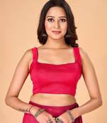 Red Plain Stitched Readymade Blouse