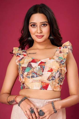 Cream Plain Stitched Readymade Blouse