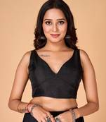 Black Plain Stitched Readymade Blouse