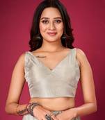 Grey Plain Stitched Readymade Blouse