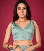 Green Plain Stitched Readymade Blouse