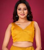 Mustard Plain Stitched Readymade Blouse