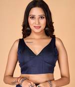 Navy Blue Plain Stitched Readymade Blouse