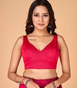 Pink Plain Stitched Readymade Blouse