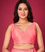 Pink Plain Stitched Readymade Blouse