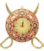 Rajasthani Real Brass Sword Armour Wall Clock Diwali Gift 107