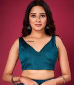 Teal Plain Stitched Readymade Blouse