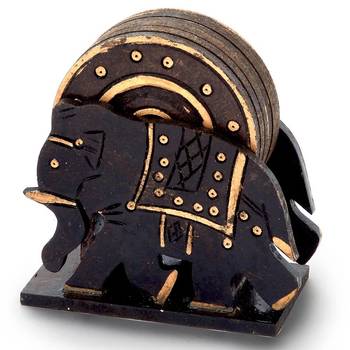 Elephant Design Wooden Tea Coaster Handicraft Deepawali Special Gift 110 1
