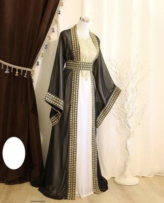 Zari Work Kaftan for Women in Black Georgette 1