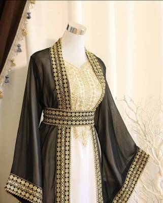 Zari Work Kaftan for Women in Black Georgette 2