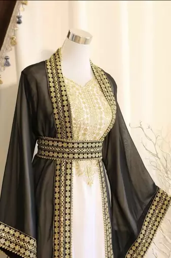 Zari Work Kaftan for Women in Black Georgette