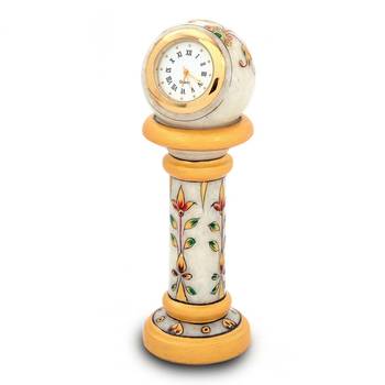 Ethnic Design Marble Table Clock Handicraft Diwali Special Gift 145 1