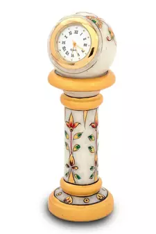 Ethnic Design Marble Table Clock Handicraft Diwali Special Gift 145