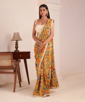 Mustard Yellow Printed Saree 1