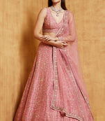 Pink Malai Silk Lehenga Choli With Sequins Embroidery Work