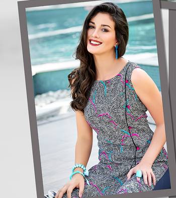 Designer Poly Georgette Multicolor color Straight Cut Kurti With Abstract Printed Kurti 4