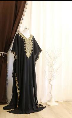 Black Handcrafted Zari work Stitched Dress Georgette Kaftan Party Wear Wedding Dresses 1
