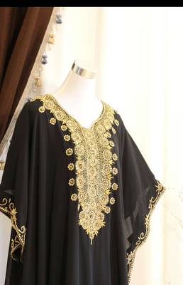Black Handcrafted Zari work Stitched Dress Georgette Kaftan Party Wear Wedding Dresses 2