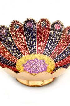 Pure Brass Minakari Work Fruit Bowl Handicraft Diwali Special Gift 209