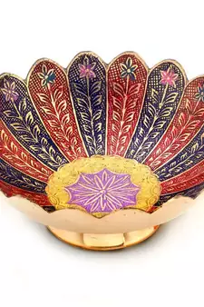 Pure Brass Minakari Work Fruit Bowl Handicraft Diwali Special Gift 209