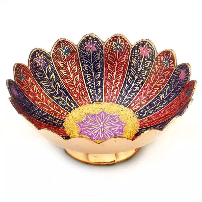 Pure Brass Minakari Work Fruit Bowl Handicraft Diwali Special Gift 209