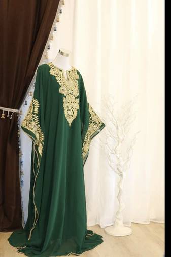 Green Handcrafted Zari work Stitched Dress Georgette Kaftan Party Wear Wedding Dresses