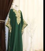 Green Handcrafted Zari work Stitched Dress Georgette Kaftan Party Wear Wedding Dresses