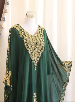 Green Handcrafted Zari work Stitched Dress Georgette Kaftan Party Wear Wedding Dresses 2