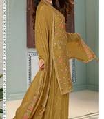Mustard Embroidered cotton Semi_Stitched Semi_Stitched Party Wear Salwarsuit