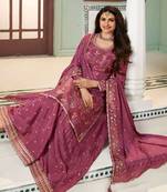 Pink Embroidered cotton Semi_Stitched Semi_Stitched Party Wear Salwarsuit