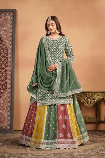 Green Embroidered Cotton Semi_Stitched Semi_Stitched Party Wear Salwarsuit