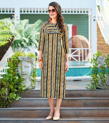 Designer Poly Georgette Multicolor color Straight Cut Kurti With Tie and Dye Striped Kurti 1