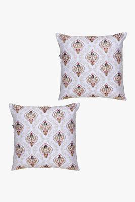 Mezposh white, gold & multi damask embroidered faux silk cushion covers (16"x16") set of 2 2