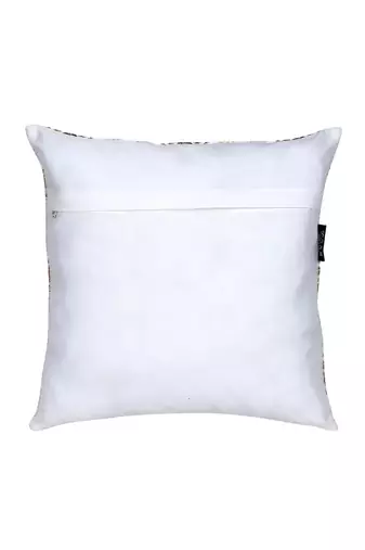 Mezposh white, gold & multi damask embroidered faux silk cushion covers (16"x16") set of 2