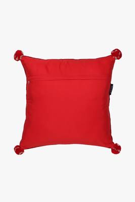 Mezposh cherry red & cream snowflake pattern polyvelvet cushion cover (16"x16") set of 2 4
