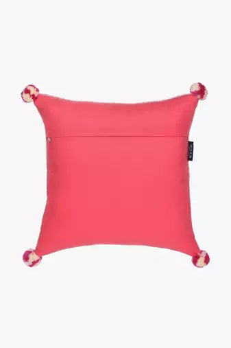 Mezposh hot pink & beige chevron  cotton acrylic jacquard cushion covers (16"x16") set of 2