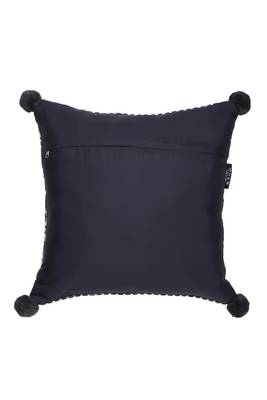 Mezposh natural & grey aztec self design cotton lurex jacquard cushion covers (16"x16") set of 2 4