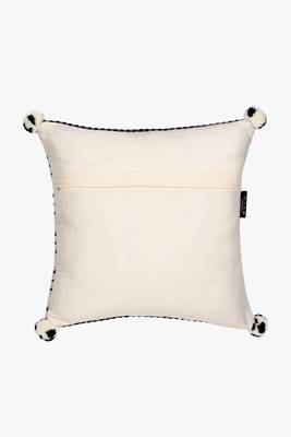Mezposh natural & black striped cotton acrylic jacquard cushion covers (16"x16") set of 2 4