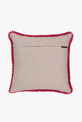 Mezposh beige, pink & green floral embroidered chambray canvas cushion covers (16"x16") set of 2 4